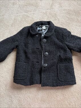 J. Crew Black Bouclé Pea Coat for Kids - Classic Button Front